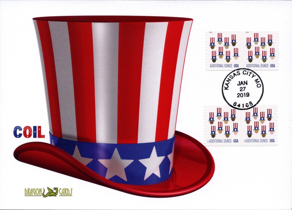 Sc. 5341 Uncle Sam Hat coil Dragon Cards two-versions combo FDC