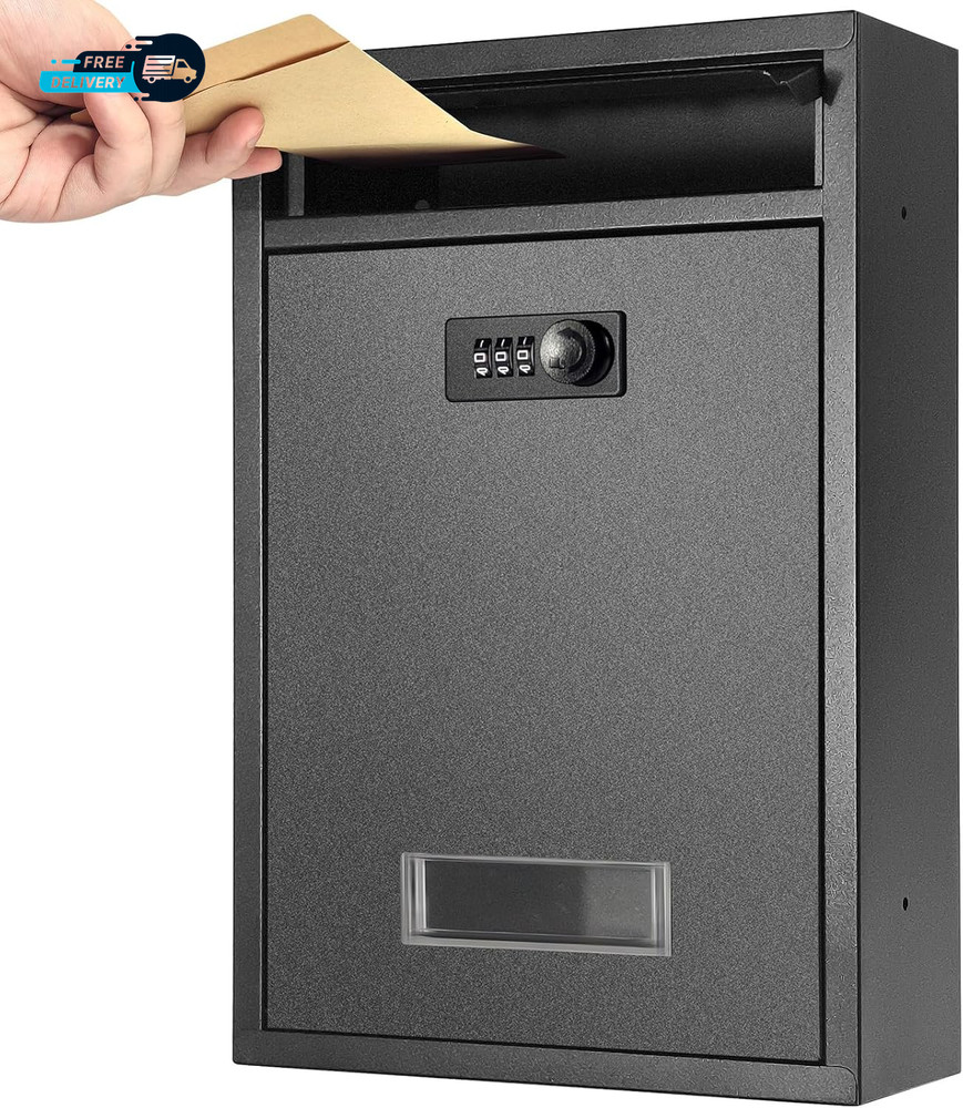 Wall Mount Mailbox  Combination Lock Mail Boxes for Outside  Safe Drop