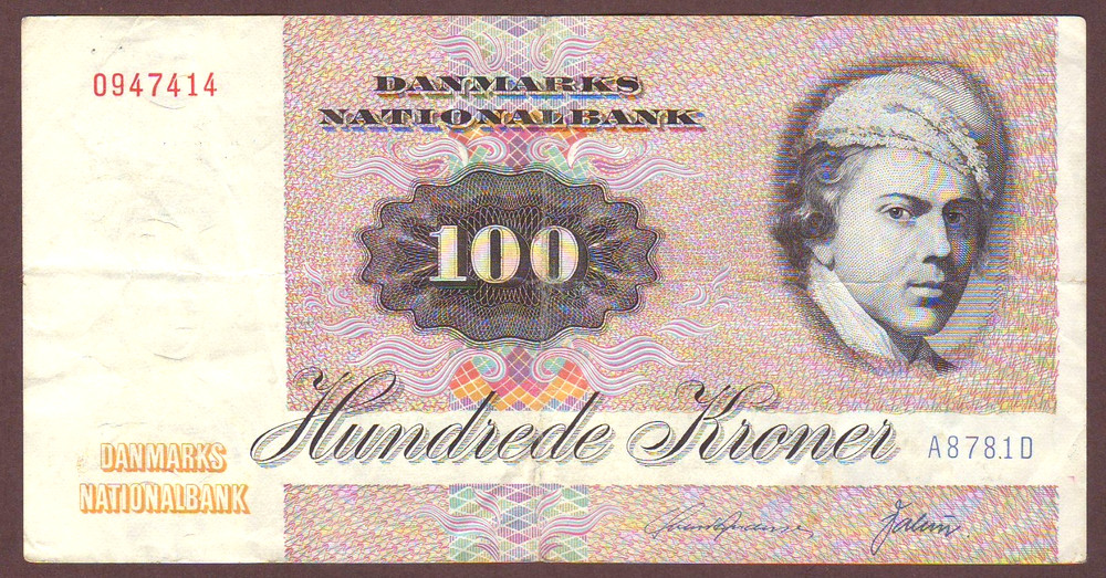 DENMARK  100 Kroner  1978   Prefix A8