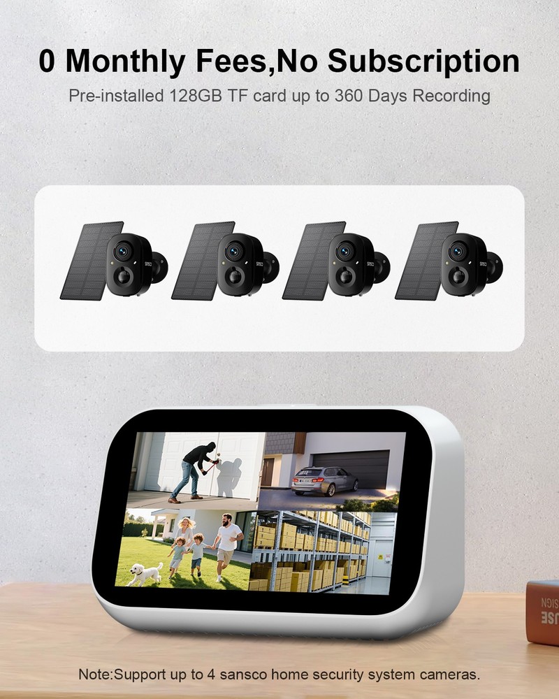 4MP Wireless Color Security Camera System Solar Battery Powered 2-Way Audio