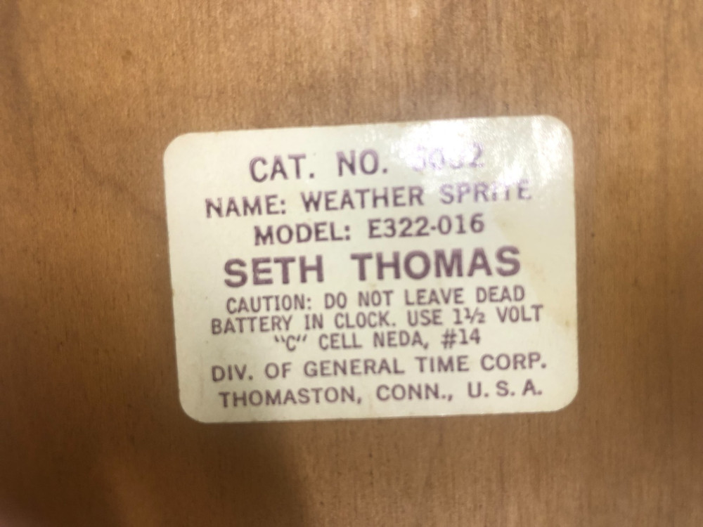 Seth Thomas Clock Comb "WEATHER SPIRT" Mod. E322-016 (3129)