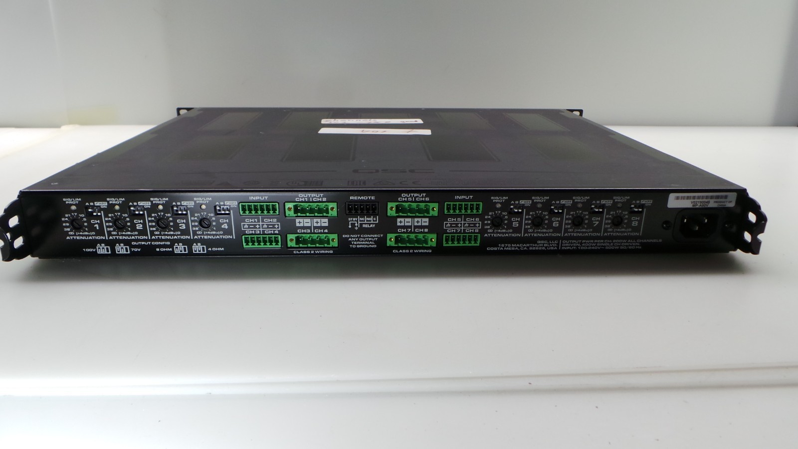 QSC MP-A80V 8-Channels 200W LO-Z/HI-Z Commercial Amplifier - Used - Read