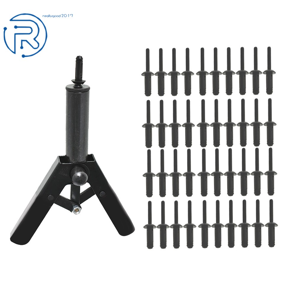 41PCS PLASTIC POLY RIVET GUN QUICK SET RIVETER RIVETING HAND TOOL Asorted Kit