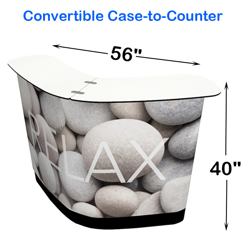 40" Shell-Style Pop-Up Display Counter–Portable Case-to-Counter Trade Show Table