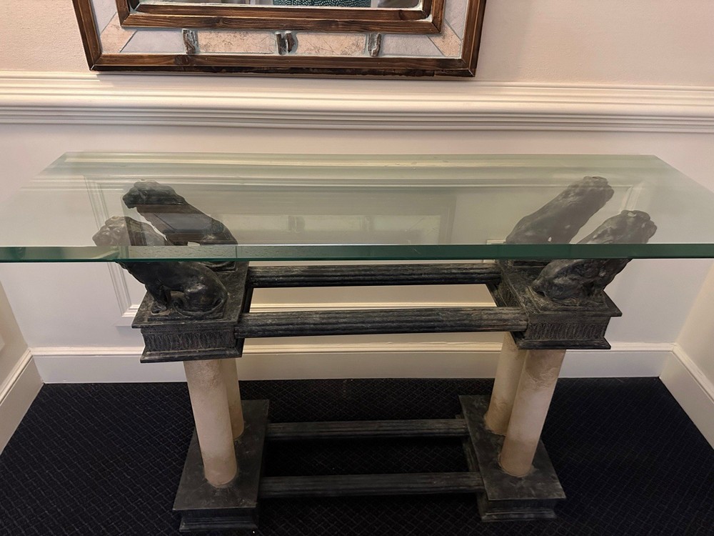 Mid 20th Century Black Lion Console Table