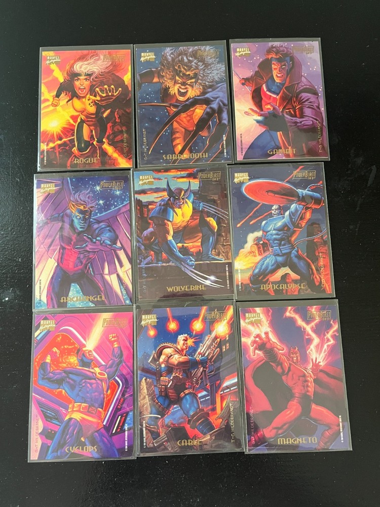 1994 Marvel Masterpieces - POWER BLAST - Complete Set of 9
