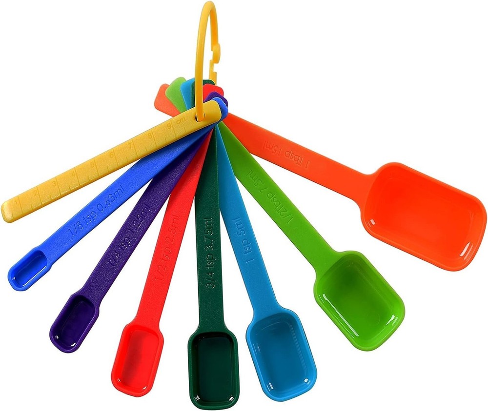Plastic Measuring Spoons 8-Piece,Assorted Colors 8 Spoons