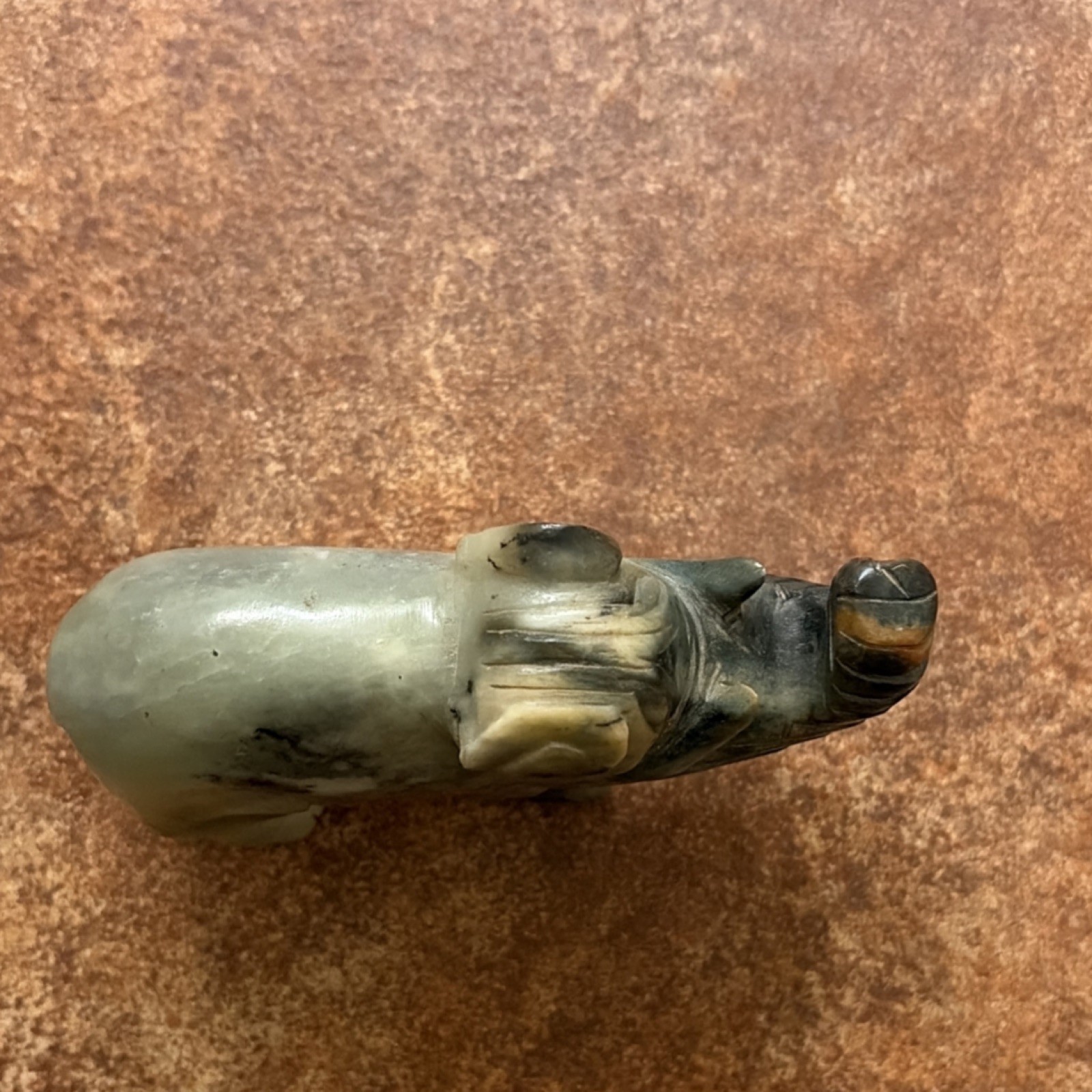 Handmade Jade Elephant Figurine green and Black Collectible Decorative Sculpture