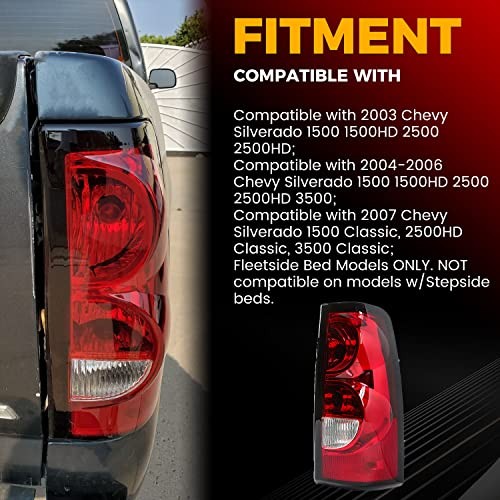 Right Tail Light Compatible with 2003-2006 Chevy Silverado Passenger Red/Clear