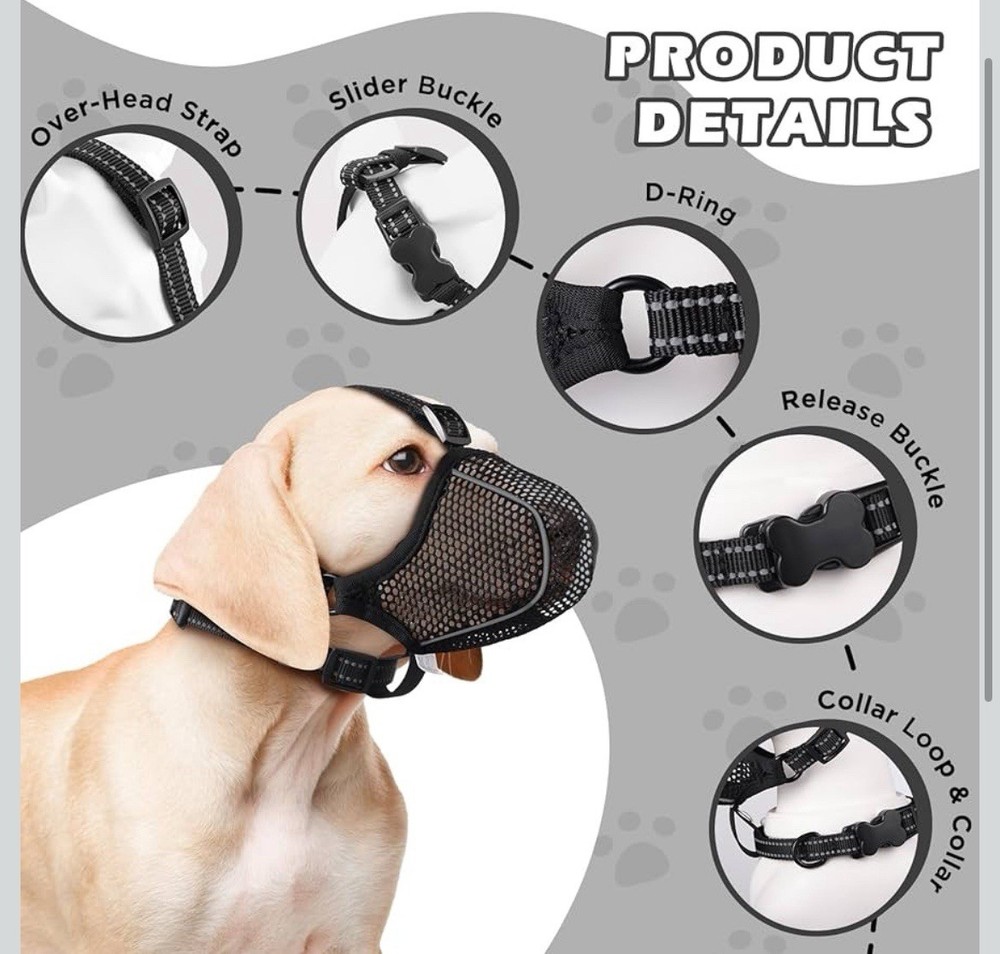 Dog Muzzle,Mesh Soft Muzzle for Medium Sized Dogs, M,