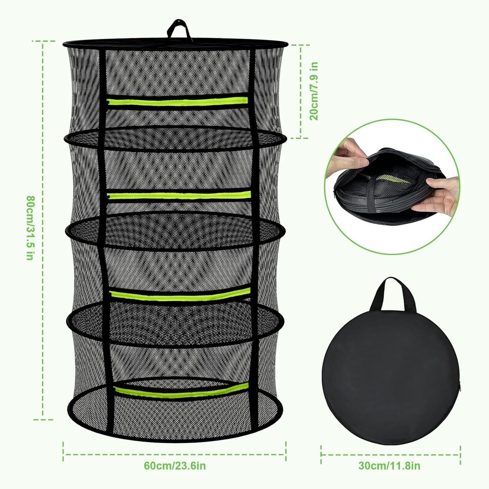Herb Drying Rack Hanging-4 Layer Plant Drying Rack Bud Drying Net,Foldable