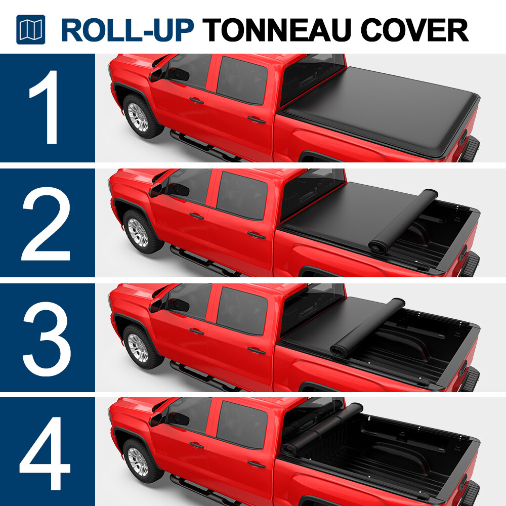 5.8FT Soft Roll Up Bed Tonneau Cover For 2014-19 Chevy Silverado/GMC Sierra 1500
