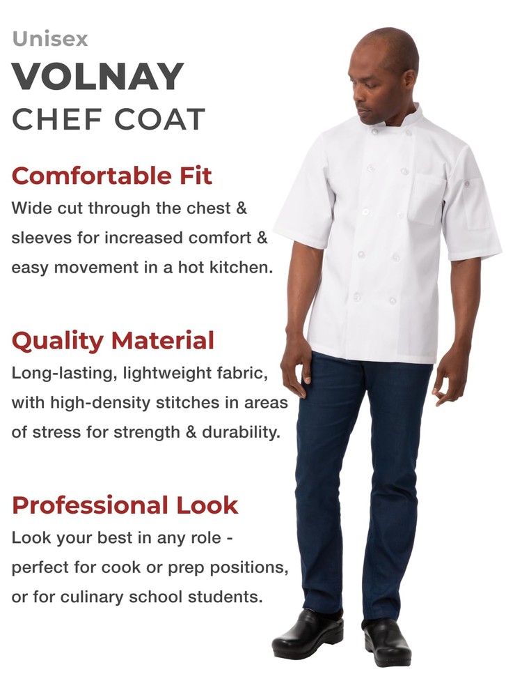 Men's Volnay Chef Coat White Small