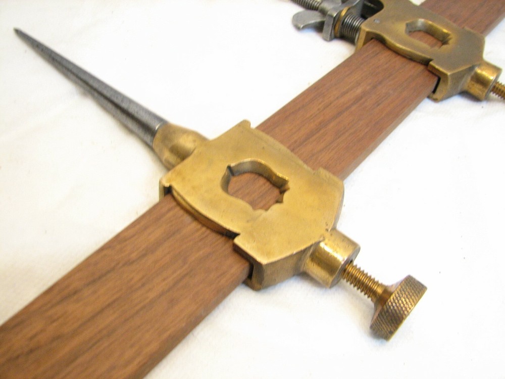 Pr Complex Brass-Gun Metal Trammel Head Divider Points Machinist Tool Adjustable