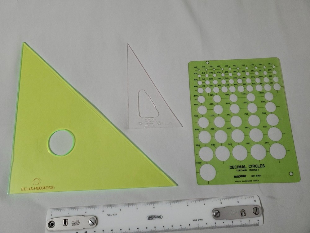 9pcs Mixed Lot Engineering Triangle Rulers Technical Drafting - Bruning Sterling