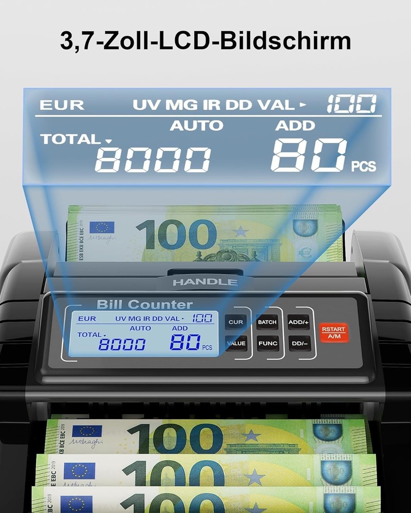 AL1000 Money Counter, UV/IR/DD Counterfeit Detection, Value Counting & Batch & A