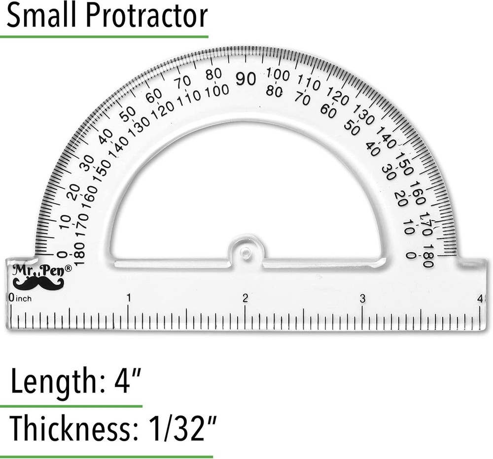 - Plastic Protractor, 3 Pack, 4 Inch, Small Protractors for Geometry Classroom S