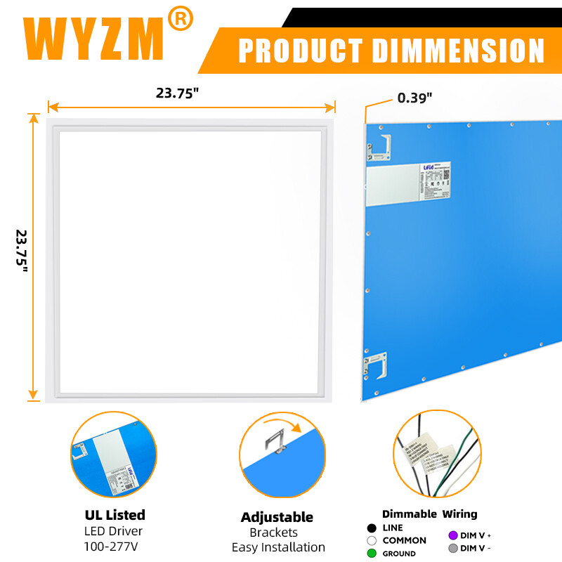 6Pack 2x2 FT LED Flat Panel Lights, Back-lit Drop Ceiling Lights, 0-10V Dimmable