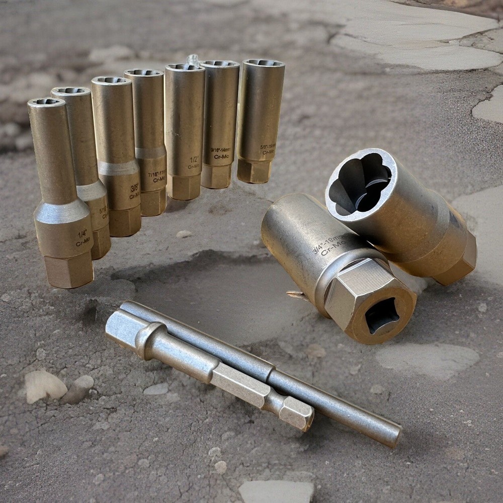 11pcs 3/8” Dr. DuoMetrix Impact Round Bolt Screw Nut Extractor Remove Set