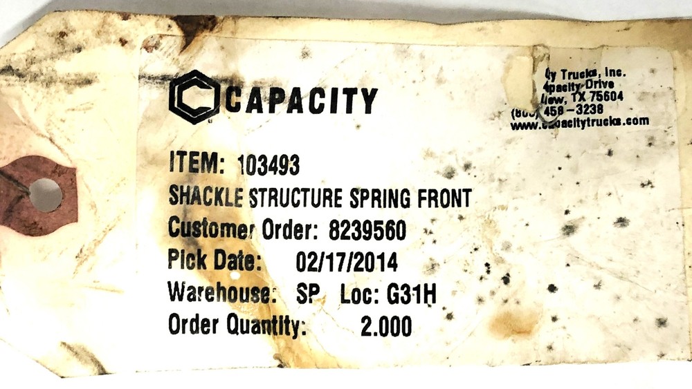 Capacity Trucks Inc Front Structure Spring Shackle 103493 NOS