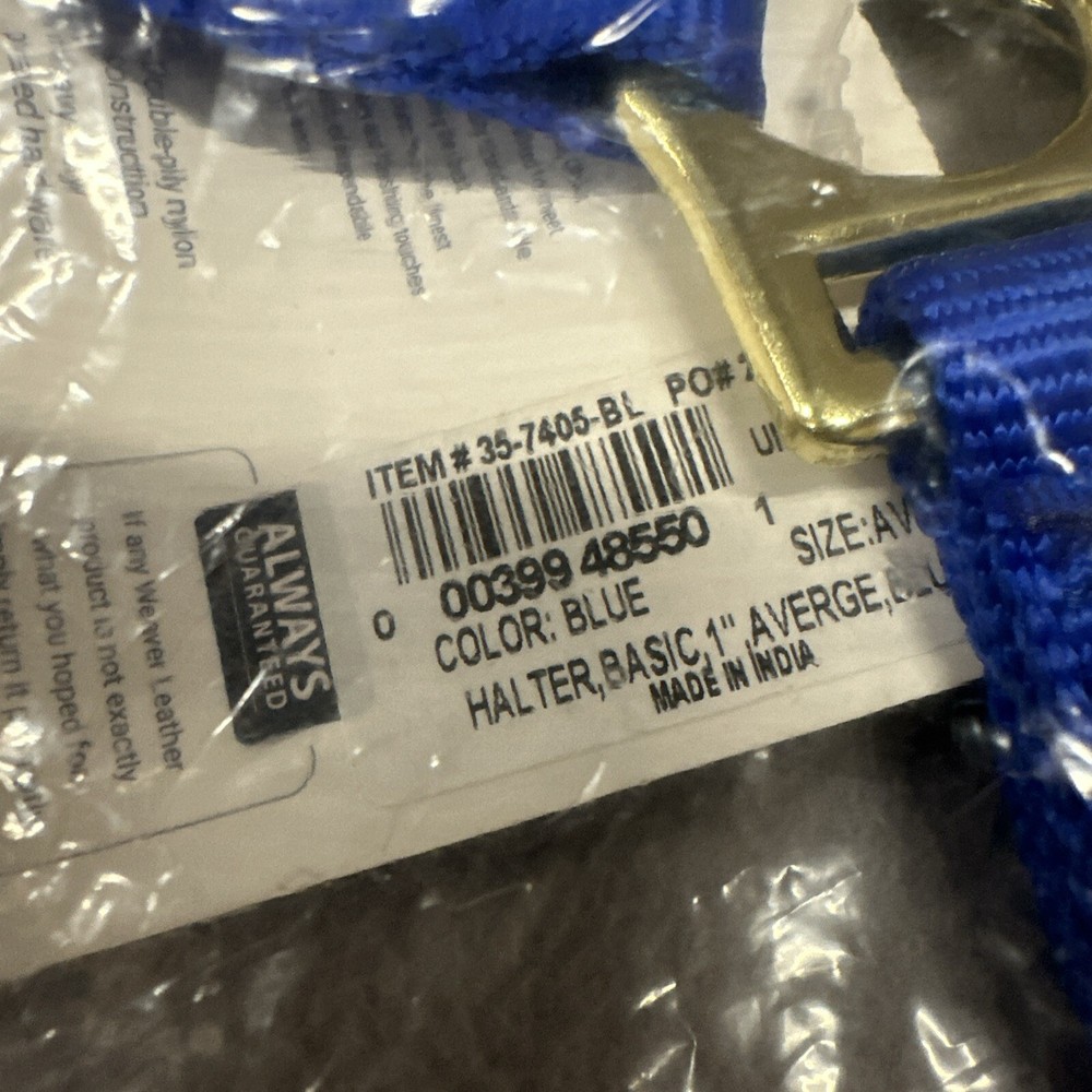 WEAVER Nylon BLUE Basic Non-adjustable Horse Halter 1" Average Weanling Draft