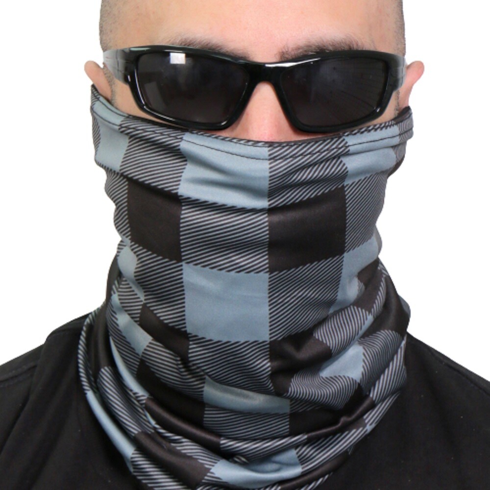 PLAID NECK GAITER - Breathable 100% Polyester Microfiber Lined NECK GAITERS