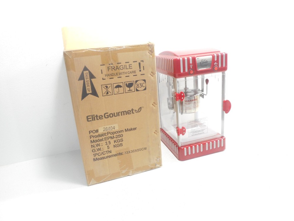 Elite Classic Tabletop Popcorn Maker Self-Stirring EPM-250 Red