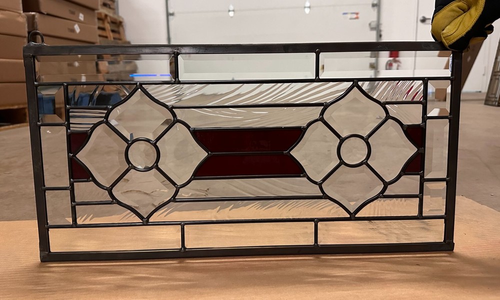 Beveled Glass Window Panel , 22"x 11"