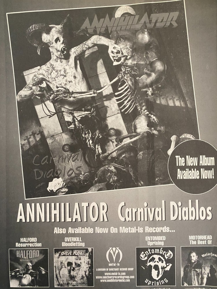 Annihilator, Carnival Diablos, Full Page Vintage Promotional Ad