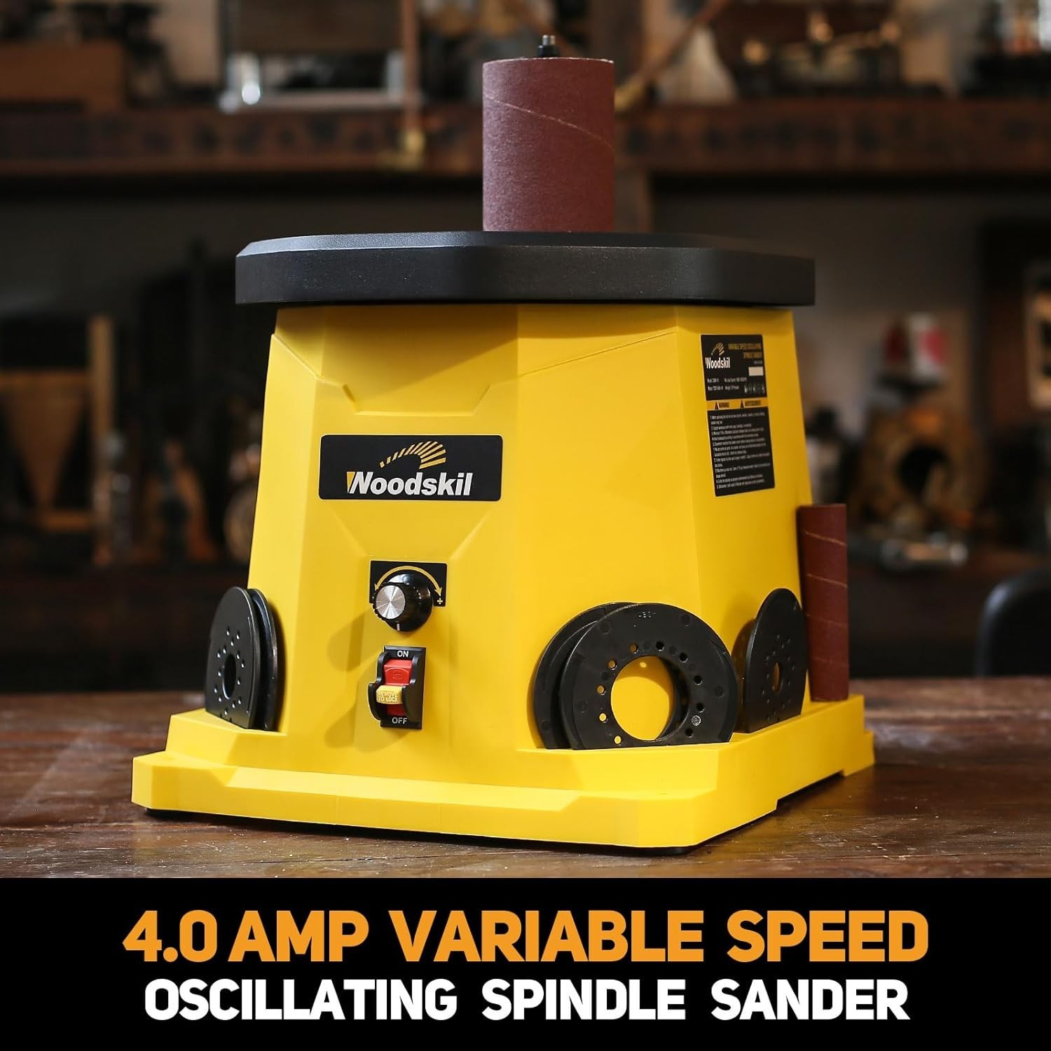 1000-1800RPM 4A Variable Speed Oscillating Spindle Sander with Sanding Sleeves