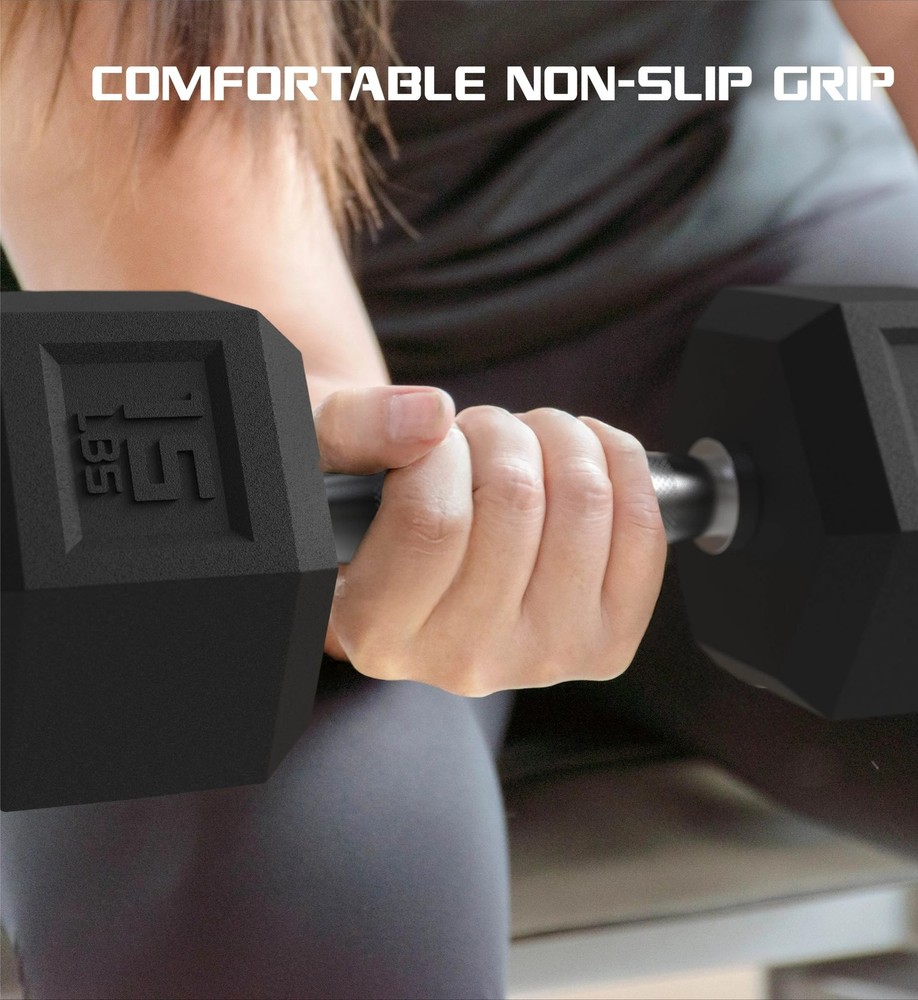 20lbs Rubber Hex Dumbbell Set – Solid Steel Handles, Durable Rubber Coating