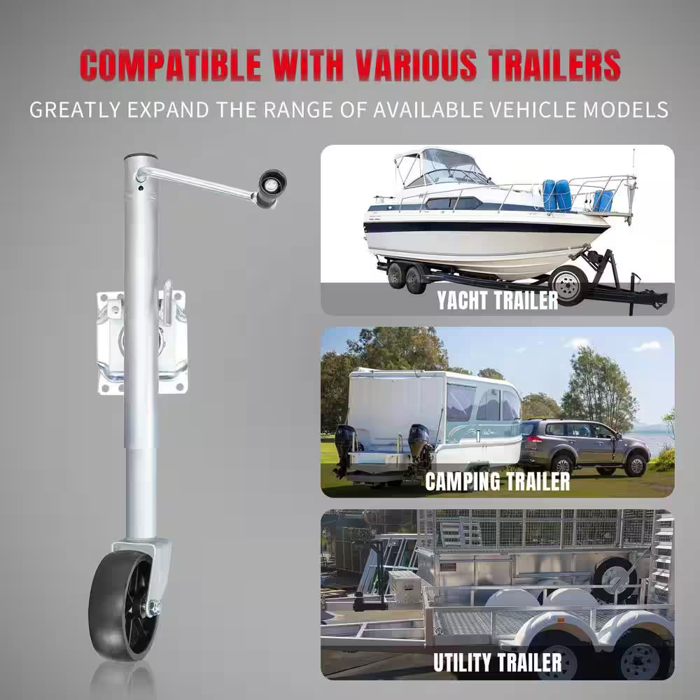 1,000 Lbs. Side-Wind Bolt-On Trailer Jack with Wheel