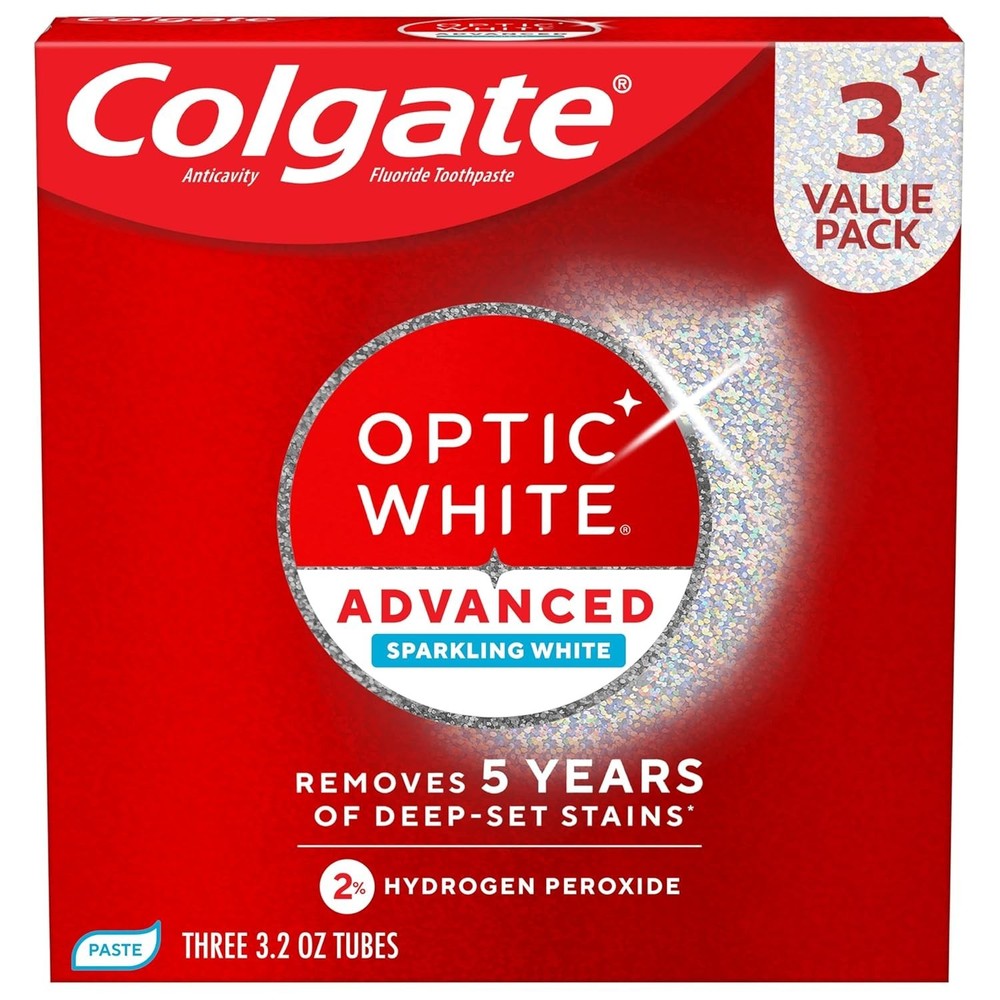 Colgate Optic White Advanced Toothpaste 3 Pack 3.2oz Whitening Mint Fluoride