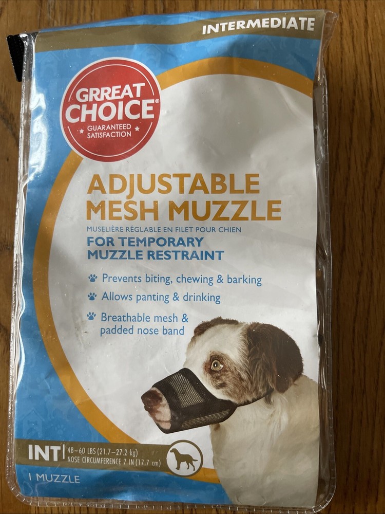 Adjustable Dog Mesh Muzzle. Great Choice. Intermediate. 48 to 60 lbs.