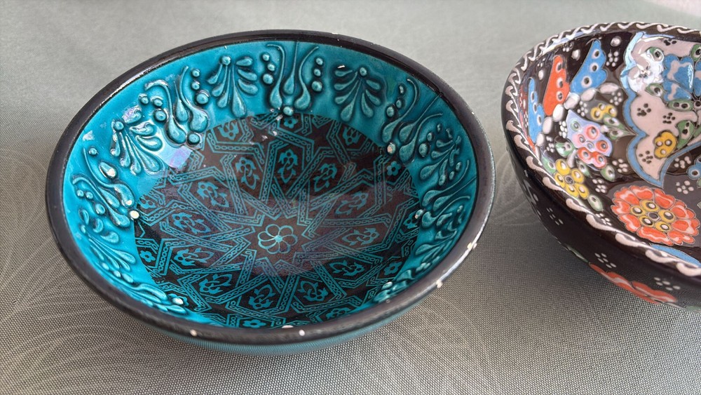 Vintage Glazed Ceramic Bowl Pair