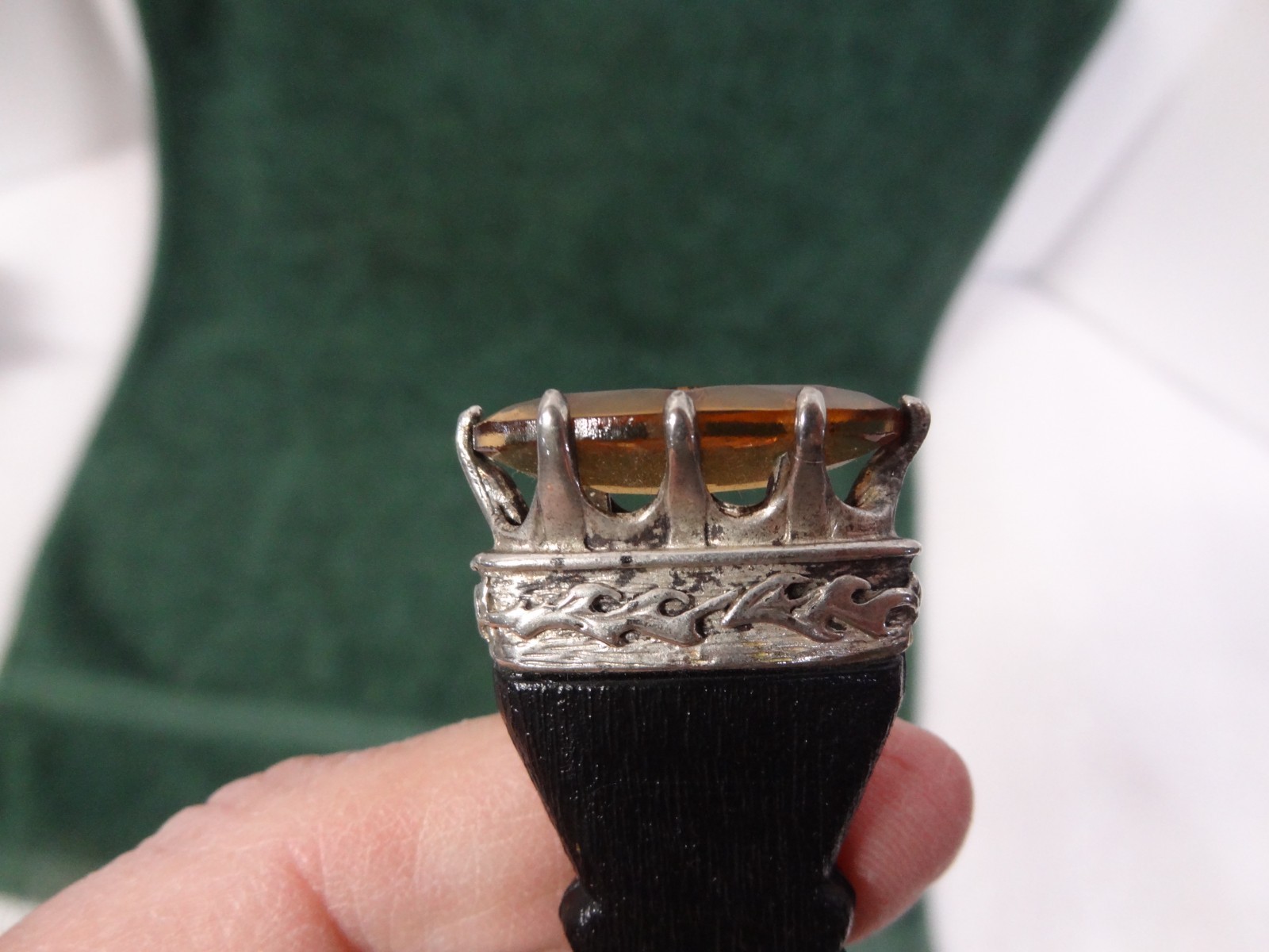 Vintage Scottish Sgian Dubh Kilt Dagger Knife Jewel Top w/ Sheath NIB NEW 7-1/4"