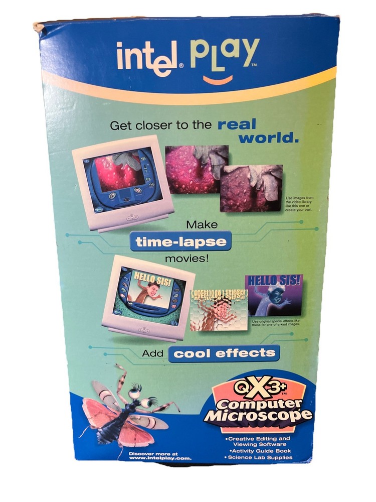 NEW Intel Play QX3+ Computer Microscope w/Editing/Viewing Software. Box Damage