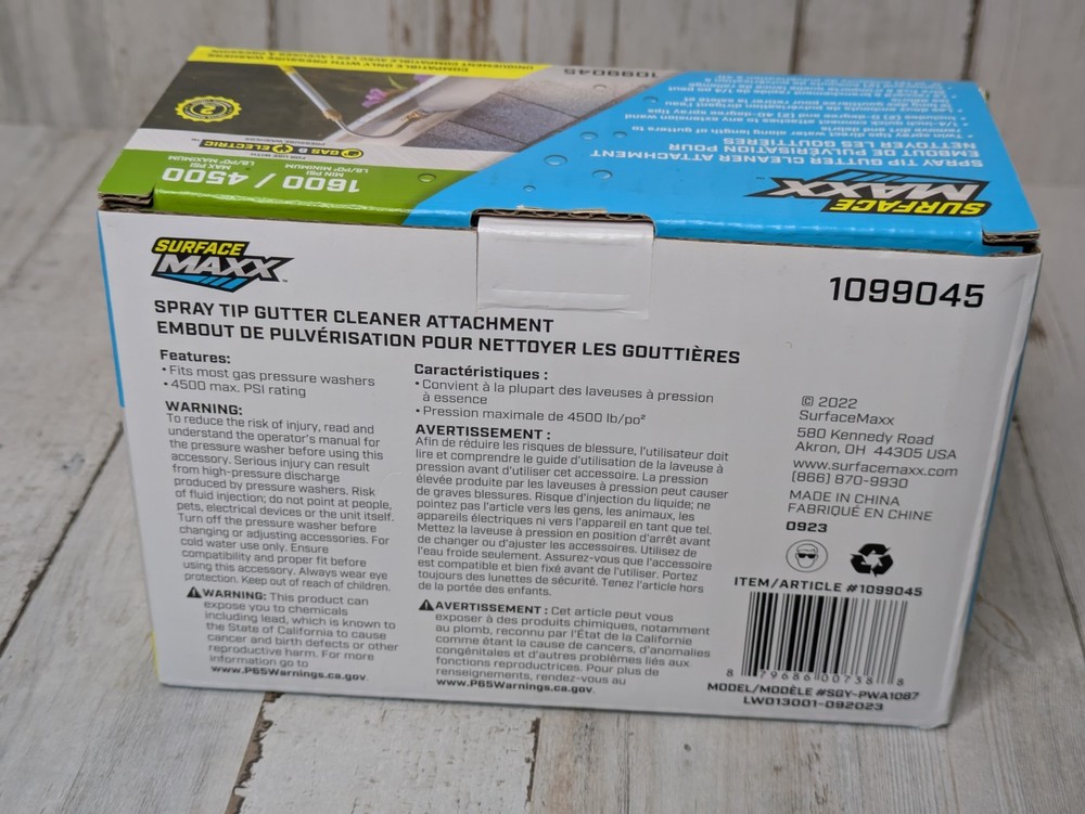 Surface Maxx Spray Tip Gutter Cleaner Attachment Pressure Washer Compatible