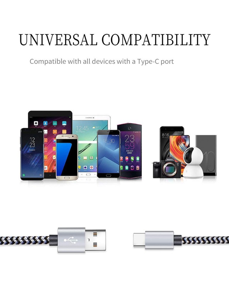 Teeind USB Type C Cable Fast Charging, Tpc001 5 Pack(6Ft 3A) Braided C...