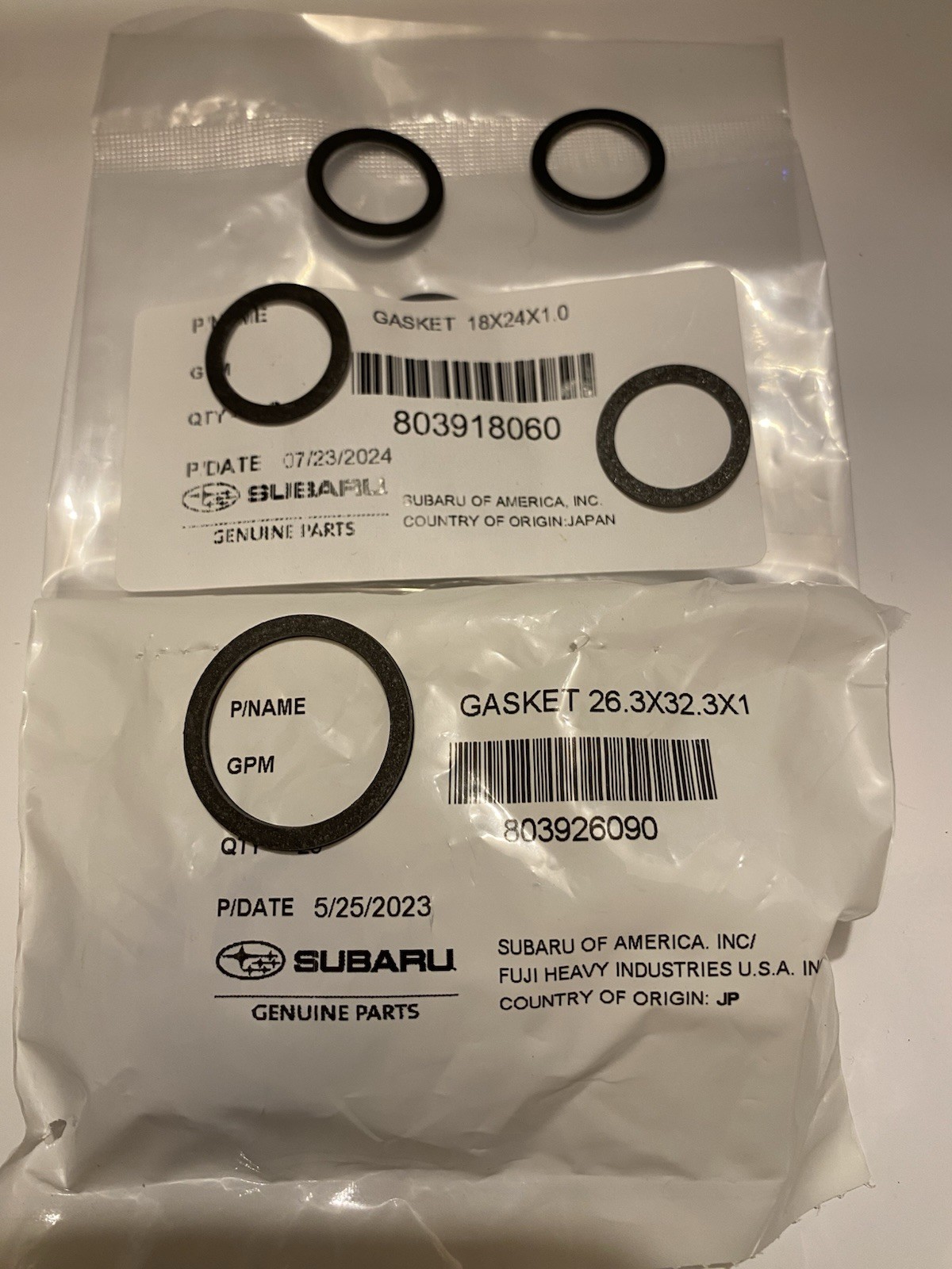 Subaru Fill Plug Drain Gasket Gaskets 803918060 Differential Trans 803926090 Kit