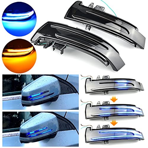 2pcs Dynamic Sequential Blink Compatible with Be-nz W204 CLA A B C Blue+Yellow