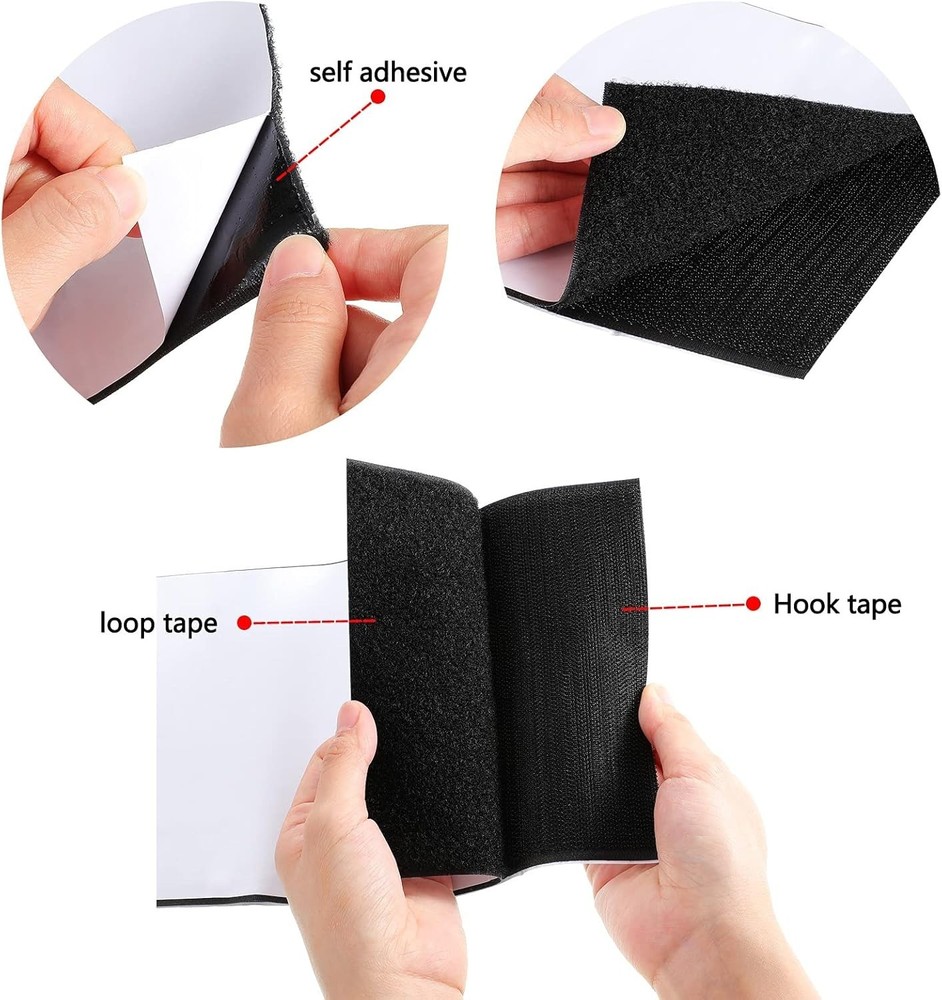 Versatile Black Hook & Loop Tape Strips for DIY - 6 Inch Width, 1 Yard Length