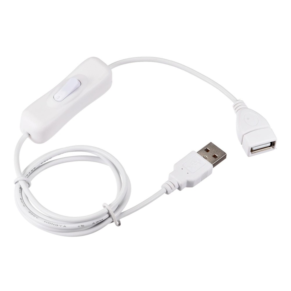 USB Cable with ON/OFF Switch Extension Cable 1M White 2pcs