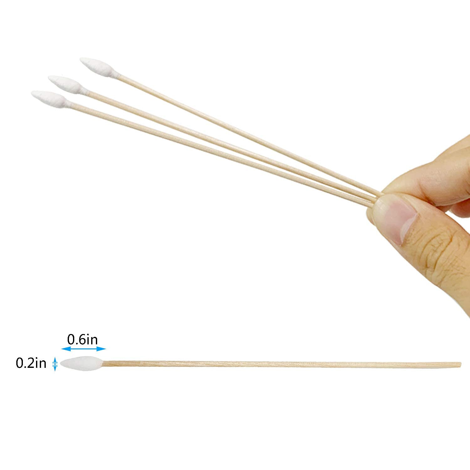 Cotton Swabs Swab POINTED TIP Q-tip 500 Pieces 6" Wood Handle Makeup Pets Ears