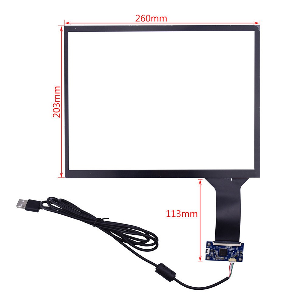 12.1 inch 4:3 Capacitive Touch Screen 260*203mm 10 Point Touch + USB Controller