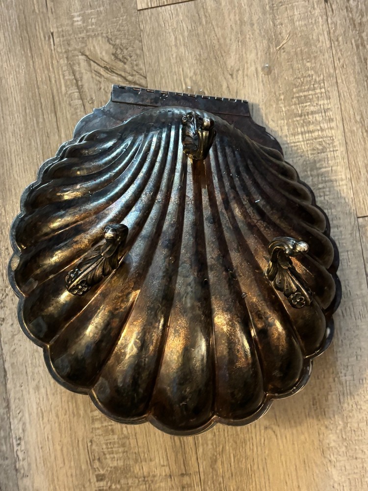 Leonard Silverplate Swan Clam Shell Hinged Server Figural Handle VTG