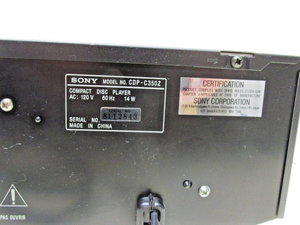Sony CDP-C350Z 5 CD Compact Disc Player No Remote Tested