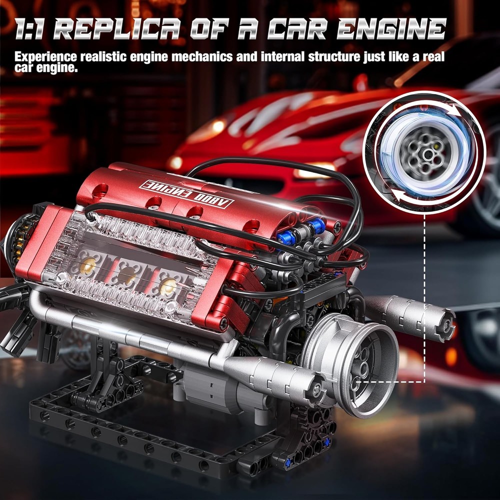 V8 Engine Model Kit That Runs,Build Your Own STEM Mini Engine Kit with Motor..