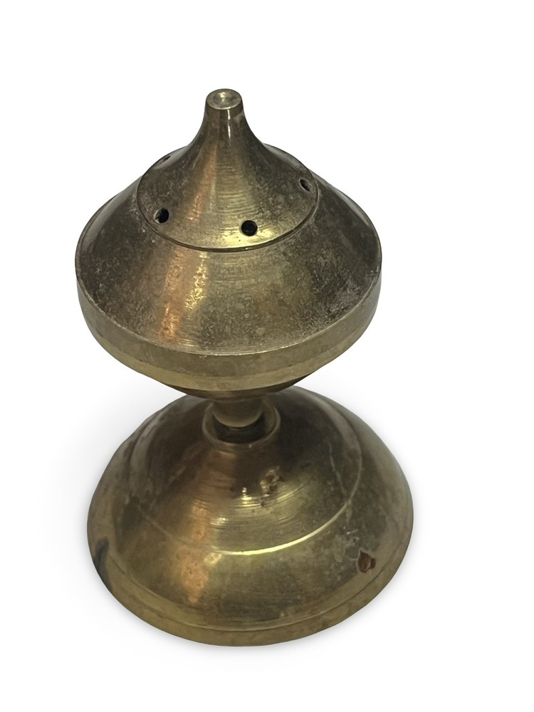 Vintage Brass Stick Incense Burner, cone shape w/Etching & small circular base