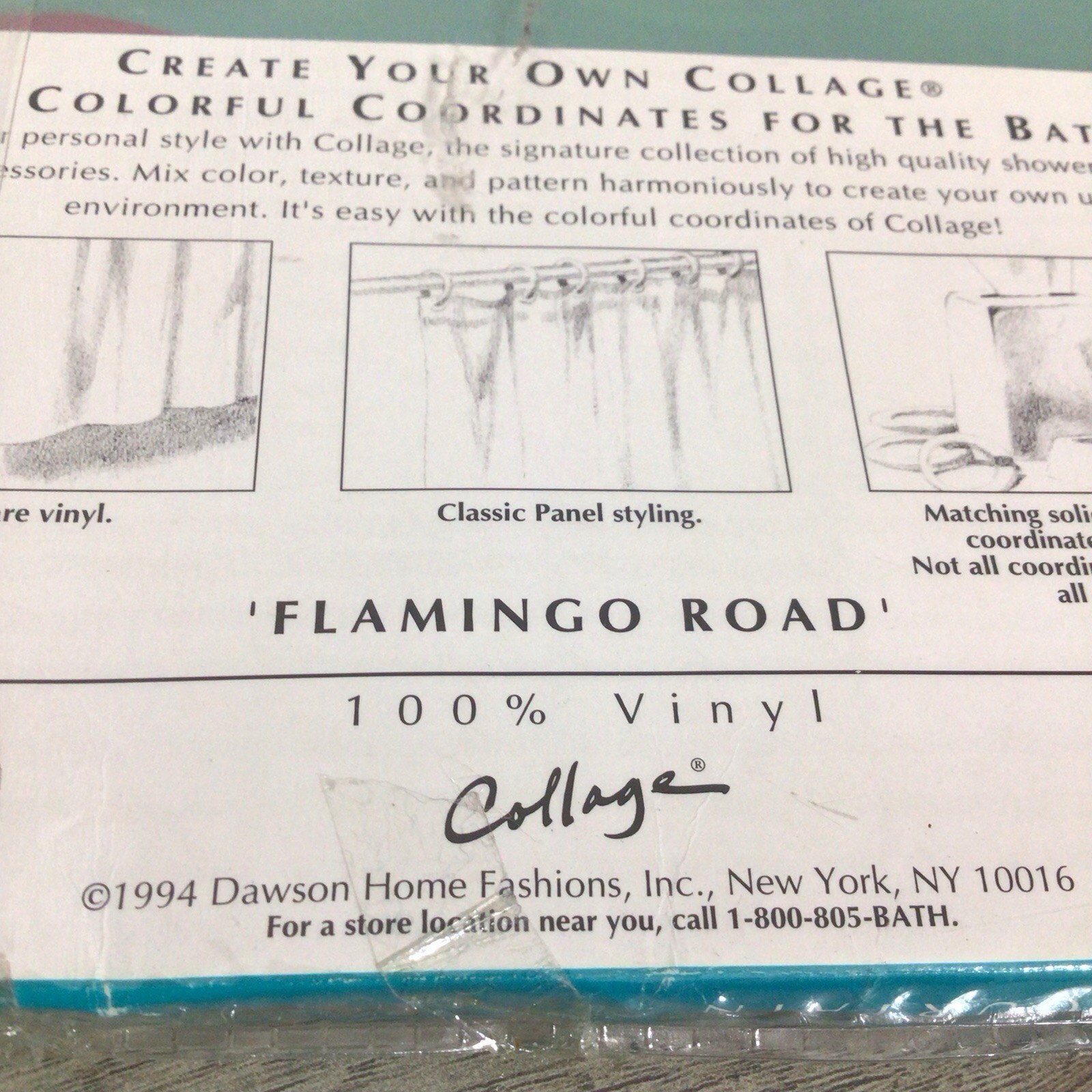 Vintage New “Flamingo Road” Shower Curtain 70x72 Vinyl